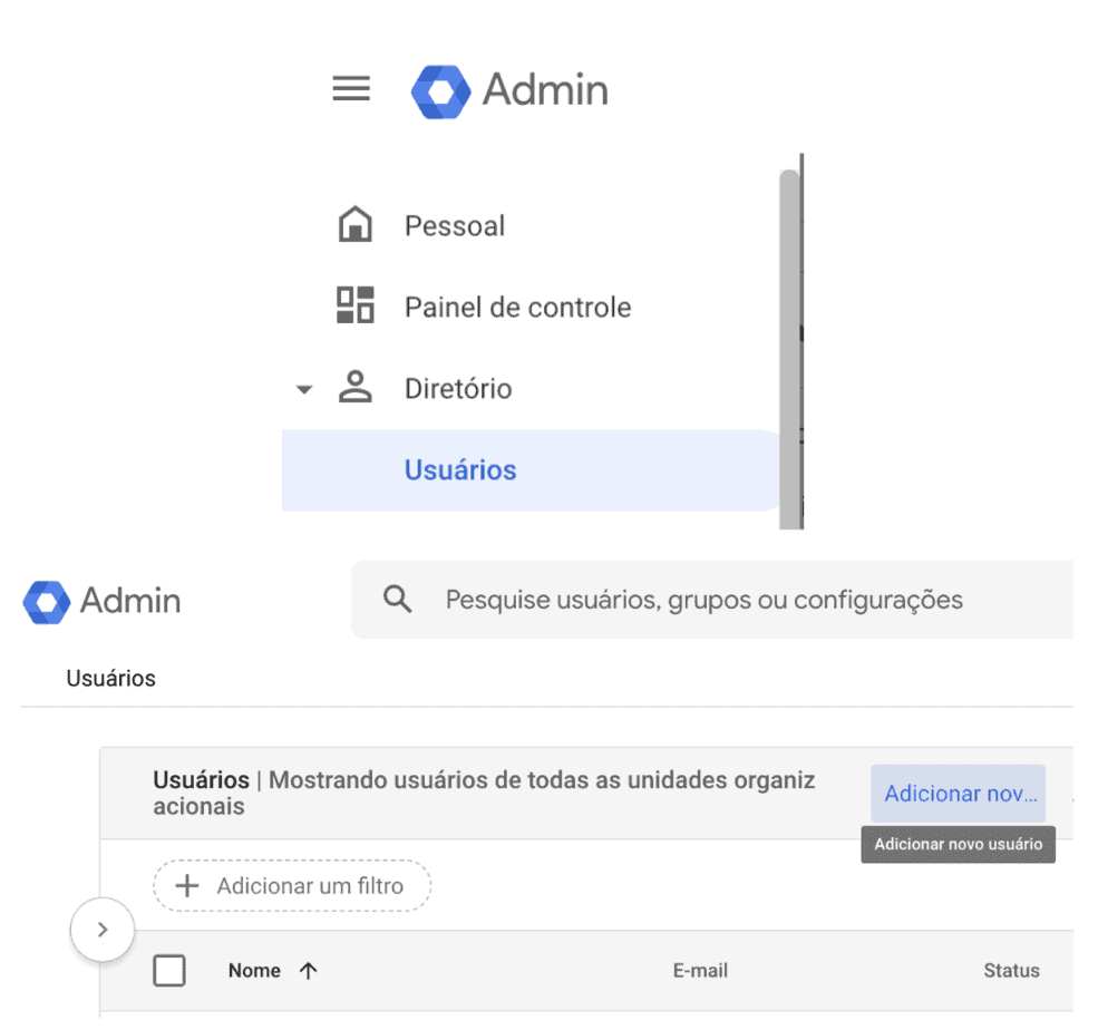 Adicionar novo usuário Workspace